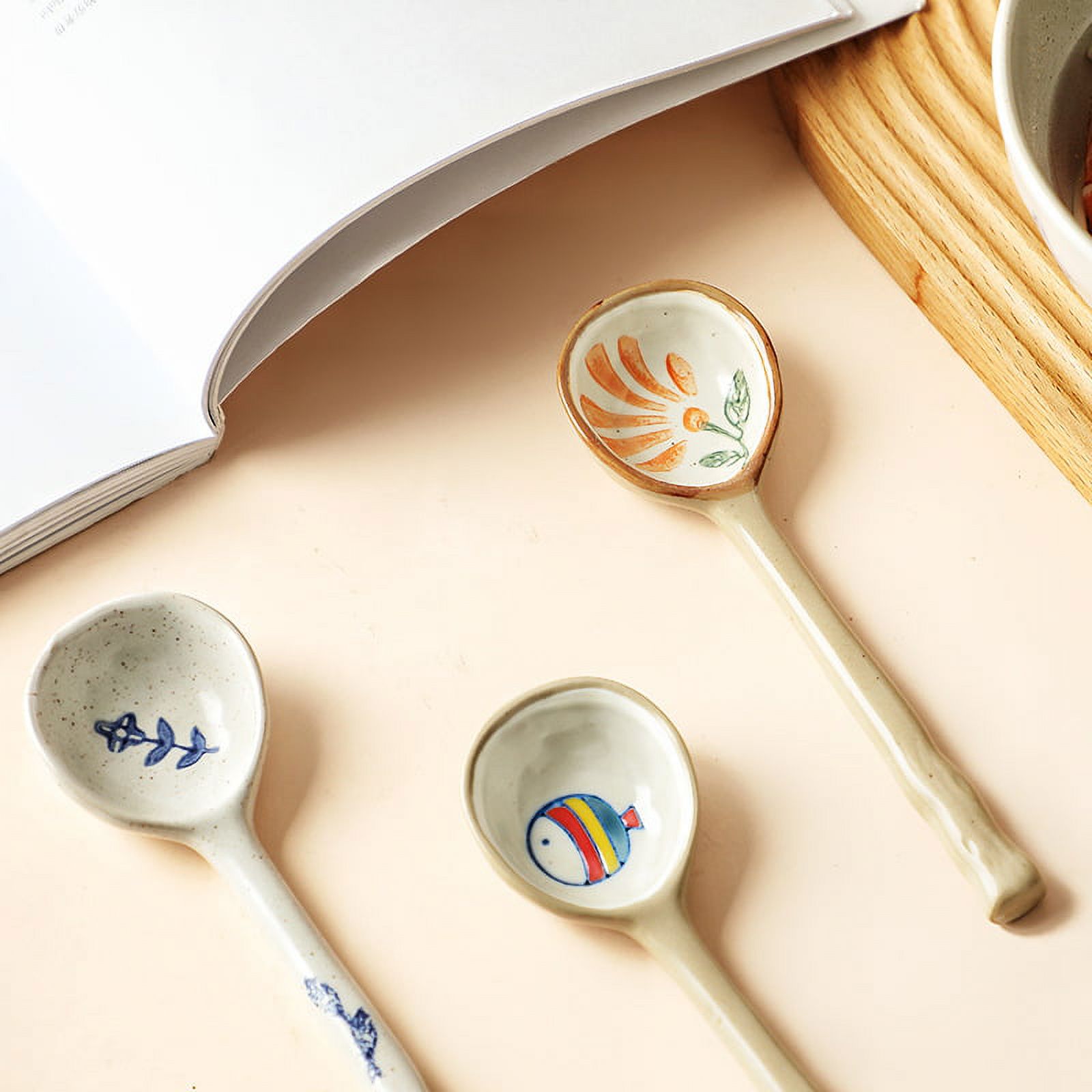 Asian Soup Spoons Set Of 4 Hand-Painted Chinese Soup Spoons
