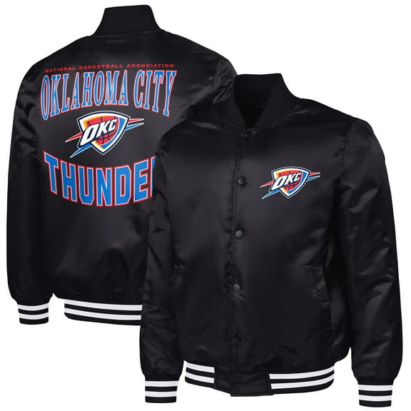 Men's G-III Sports by Carl Banks Black Oklahoma City Thunder Adaptive Bold Logo Satin Varsity Jacket