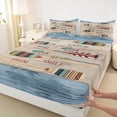 thumbnail image 3 of Homewish Teens Rustic Farmhouse Bed Sheets, Wheat Blue Lake House King Sheets, Wooden Boat Paddle Sheet Set, Luxury Bedroom Decor, 4-Piece, 3 of 7