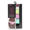 thumbnail image 2 of No Boundaries Women's Stretch Ribbed Thong, Underwear 5 Pack, XS-XXXL, 2 of 2