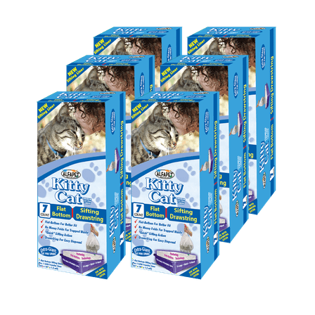 ALFAPET Sifting Flat-Bottom Drawstring Litter Box Liners, 42 Sifters, 6 Cartons