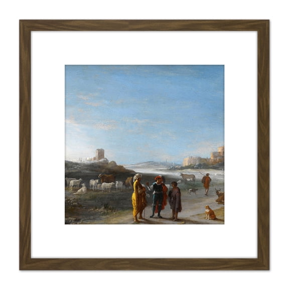 Van Poelenburch Italian Landscape 8X8 Inch Square Wooden Framed Wall Art Print Picture with Mount