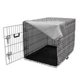 thumbnail image 3 of Tribal Dog Crate Cover, Abstract Sketchy Like Rectangulars Composed with Stripes and Circles Design, Easy to Use Pet Kennel Cover for Medium Large Dogs, 35" x 23" x 27", Black and White, by Ambesonne, 3 of 6