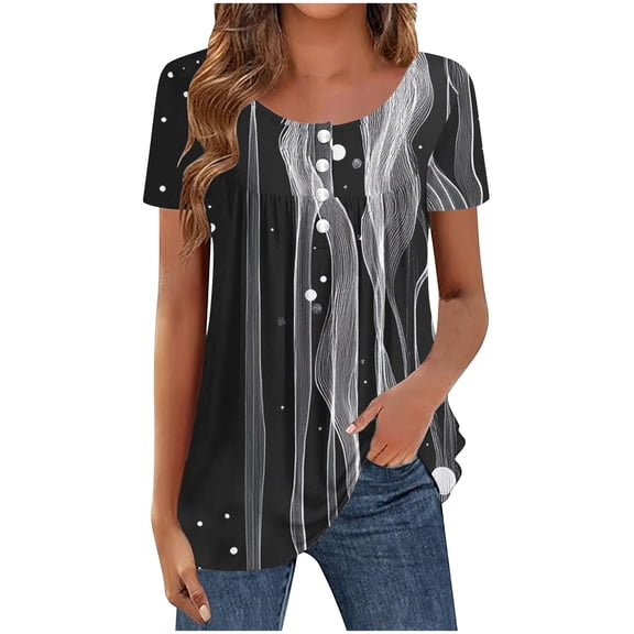 Cilsoka Womens Graphic Shirts Under 10 Dollars Plus Size Tops for Women Sexy Casual Tunic Tops for Women Loose Fit Dressy Black Women White Blouses for Church My Orders Placed