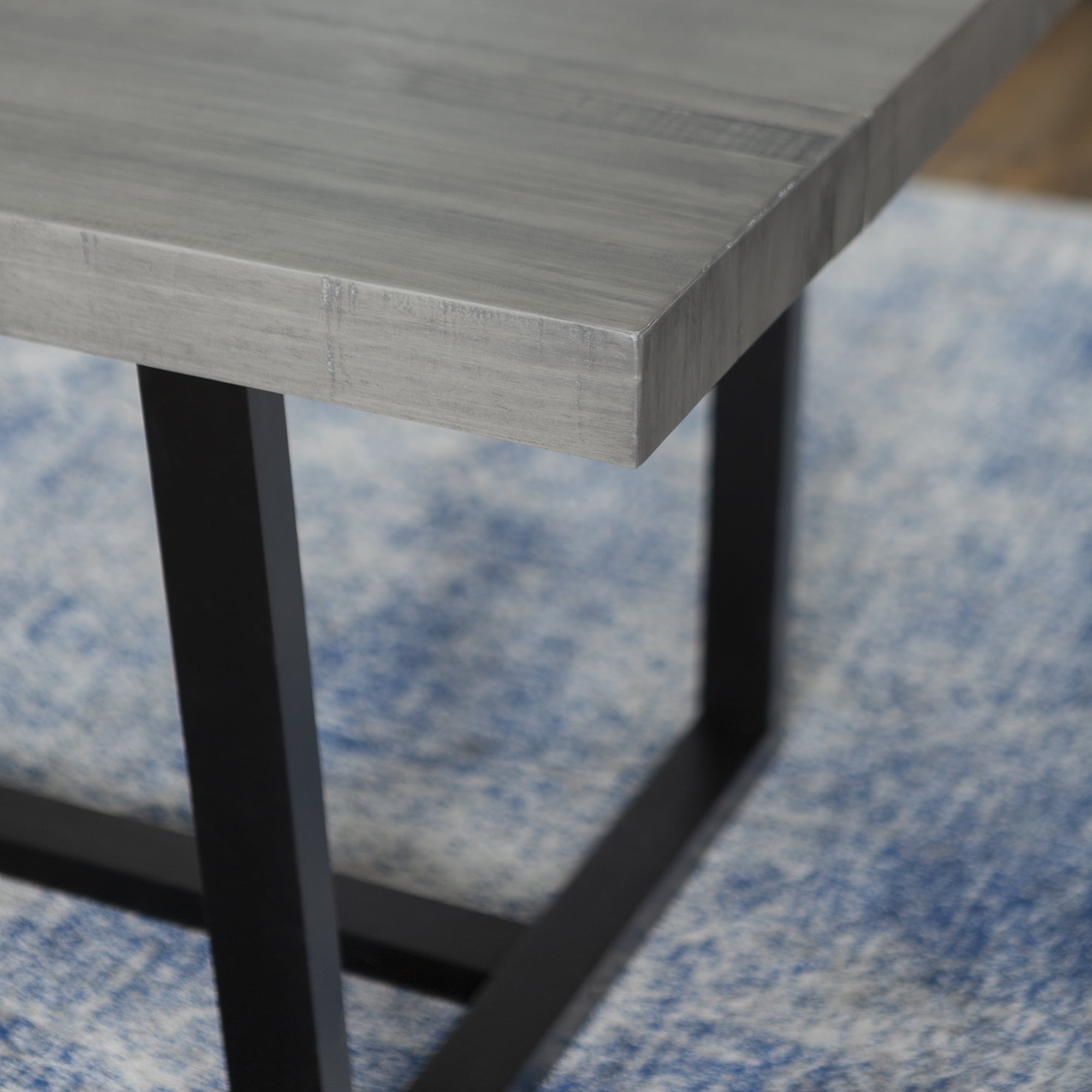 Walker Edison Rustic Farmhouse Solid Wood Dining Table, Grey
