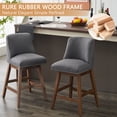 thumbnail image 4 of Newest 30" Swivel Bar Stools Set of 2, Dark Gray Linen Upholstery with High Back & Solid Wood Frame for Kitchen Island & Home Bar, 4 of 7