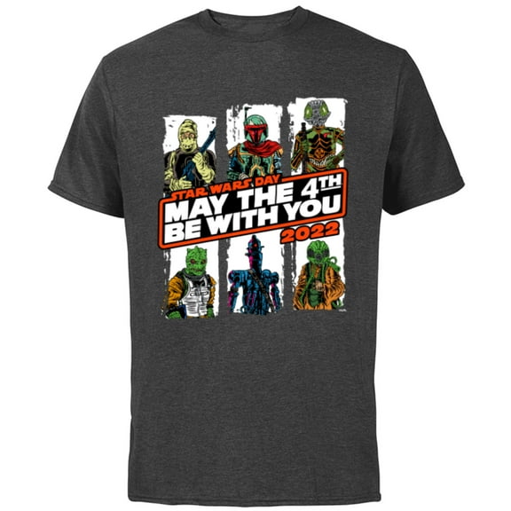 Star Wars Bounty Hunters May The 4th Be With You 2022 - Short Sleeve Cotton T-Shirt for Adults - Customized-Charcoal