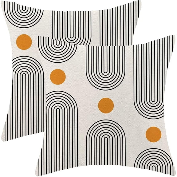 Boho Mid Century Pillow Covers 20x20 Inch Set of 2, Abstract Simple Sun Arch Decorative Throw Pillowcase Boho Modern Outdoor Farmhouse Cushion Cover for Sofa Couch Bed Living Room Decor