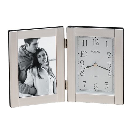 Bulova B1275 Forte II Picture Frame Clock, Brushed Aluminum