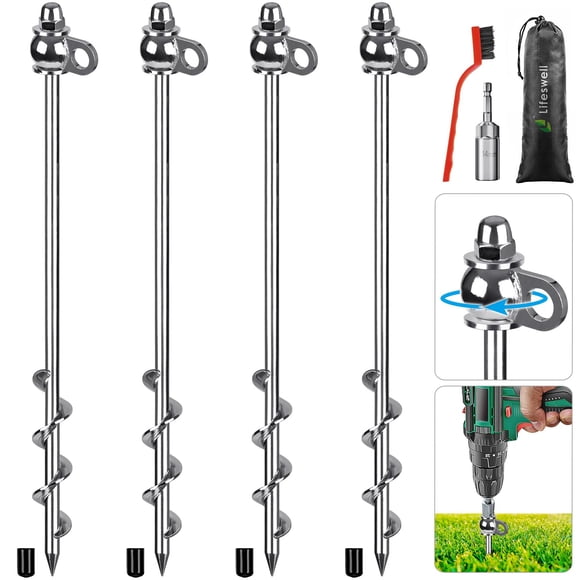 Estacas para Tienda Lifeswell Juego de 4 Unidades 40 cm Anclas de Tierra Resistentes