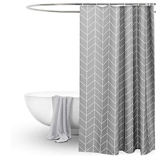 Eurcross Grey White Geometric Long Wide, Wide Shower Curtain