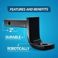 thumbnail image 2 of Trailer Hitch Ball Mount, Fits 2-Inch Square Receiver, 1 Inch Hitch Ball Hole, 2” Drop, ¾ Inch Rise, and 8-1/2” Length – by Goreks, 2 of 7