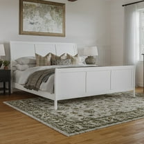 Portland King Low Profile Wood Platform Bed with Matching Footboard in White