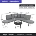thumbnail image 2 of Harper & Bright Designs Outdoor Half Moon Patio Sofa with Coffee Table, All Weather Iron Frame Curved Conversation Seating Set with Padded Seats and Backrest Cushions for Backyard Garden, Gray, 2 of 12