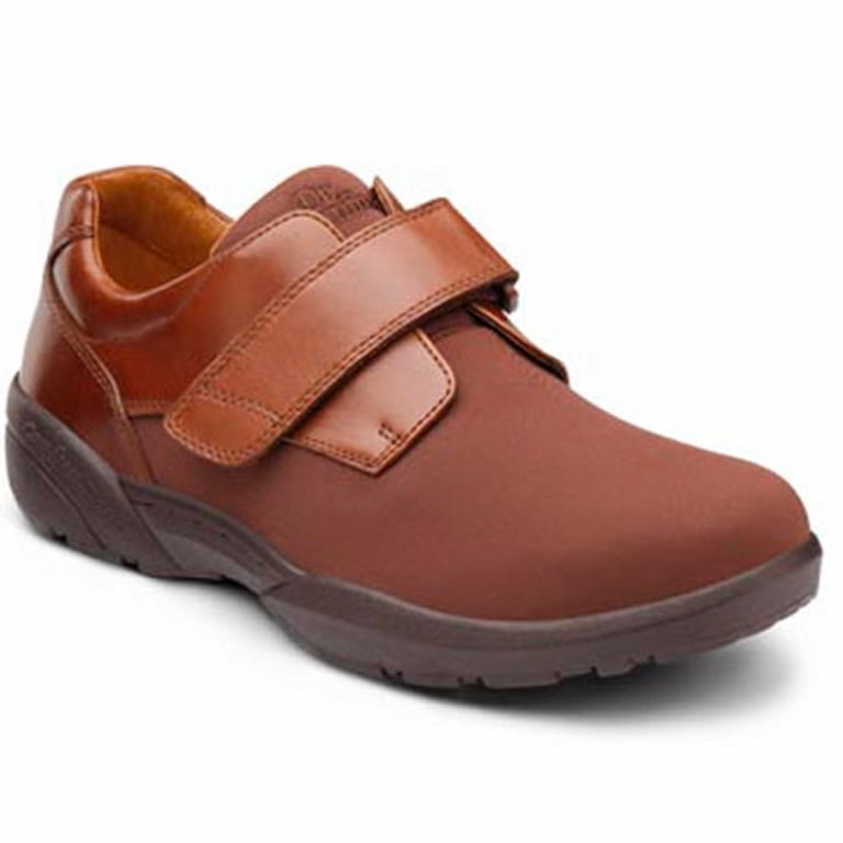 FitVille Men’s Brown Extra Wide Comfort Shoes – Size 12.5W, Hook & Loop Closure Dr. Comfort Brian Men main image 3