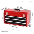 thumbnail image 2 of Demi Bonn 3-Drawer Rolling Portable Mechanic Tool Cabinet with Top Accessory Tray, Heavy Steel Powder Coated Storage Box, Red & Black, 2 of 8