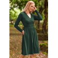 thumbnail image 4 of Vestido OUGES para mujer, manga larga, cuello en V, de otoño, verde oscuro, 4 of 7