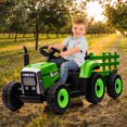 thumbnail image 3 of Shininglove Kids Ride on Tractor with Trailer, 12V Battery Powered Electric Vehicle, Green, 25W-Treaded Tire, 3 of 7
