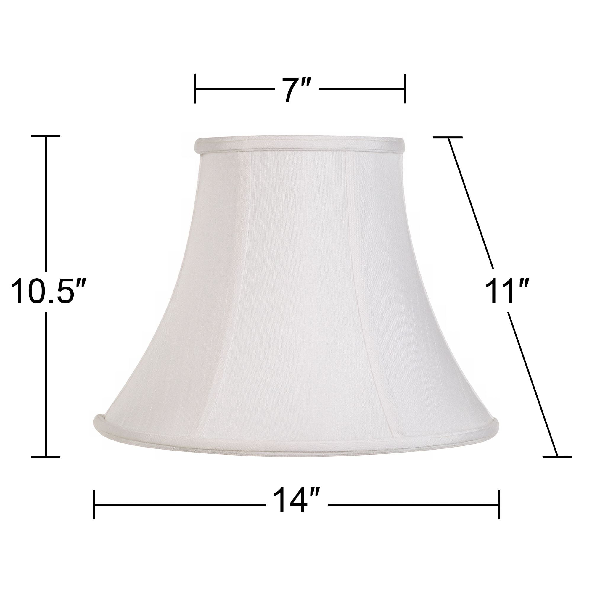 Imperial Shade White Medium Bell Lamp Shade 7" Top x 14" Bottom x 11" Slant x 10.5" High (Spider) Replacement with Harp and Finial