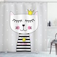 thumbnail image 1 of Ambesonne Cat Shower Curtain, Meow Cartoon with a Crown, 69"Wx84"L, Grey Pink, 1 of 3