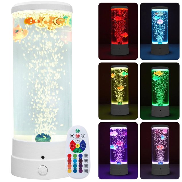 Fish Lava Lamp LED MultiColor Aquarium Light Home Office Decor