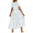 thumbnail image 6 of Viikei Summer Dresses for Women Plus Size,Puff Sleeve Short Sleeve Dress,Women's Flower Printing Casual Short Sleeve Crewneck Dress Casual Flowy Tiered Maxi Beach Dress Light Blue S, 6 of 6