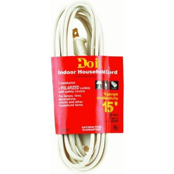 Cube Tap Extension Cord, 15' 16/2 White Ext Cord Woods Extension Cords