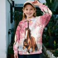 thumbnail image 2 of Chaqlin Cherry Blossom Classic Horse Kids Wolf Sweatshirt Quarter Zip Up Pullover Animal Print Top Howling Wolf Design Trendy Fall Clothes for Boys Girls Size 13-14, 2 of 7