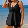 thumbnail image 6 of Swimdress for Women Built-in Bra with Boyshorts V Neck Ruched Front Tummy Control Tankini Set 2 Piece Plus Size Modest Bathing Suits, 6 of 6