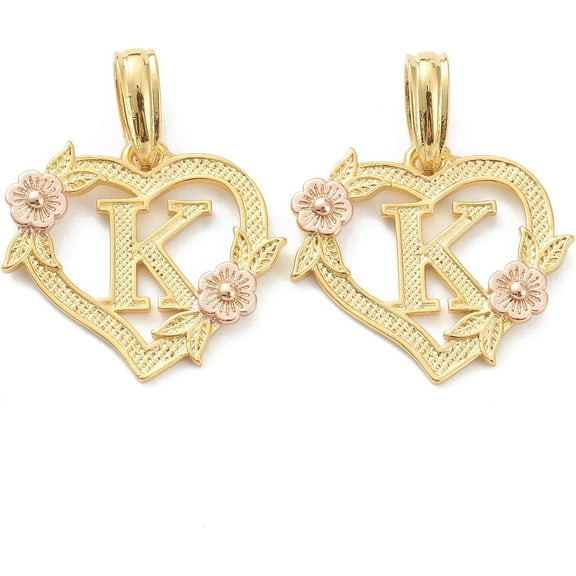 1 Pcs Real 18K Gold Plated Brass Alphabet Pendants Heart with Alphabet Charms Letter.K Pendants Decoration