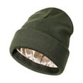 thumbnail image 2 of Gorro de punto de invierno con forro de satén y diseño con puños, suave, unisex Verde, 2 of 9