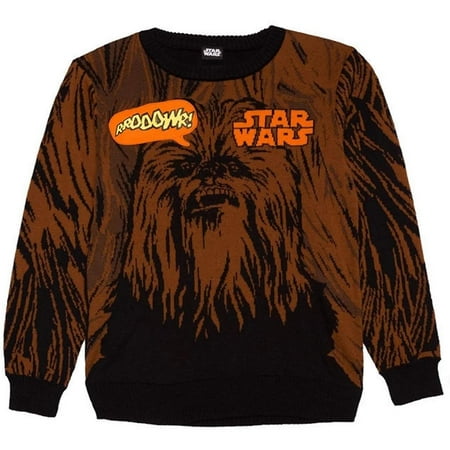 - Star Wars Boy's Chewbacca Graphic Sweater With Sound Effect Brown & Black