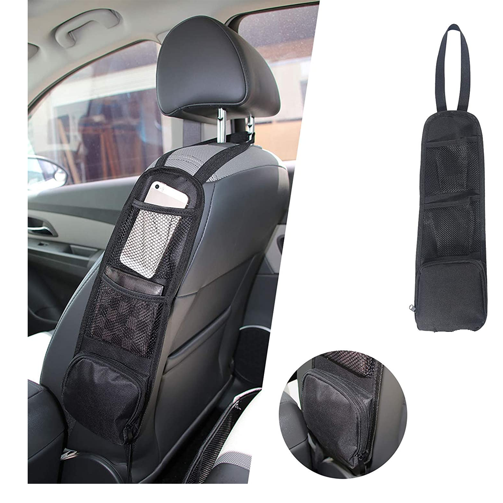 2 Organisateurs Latéraux Pour Siège Auto - Sacs En Maille élastique 42x14cm - Rangement Téléphone, Mouchoirs, Petits Objets