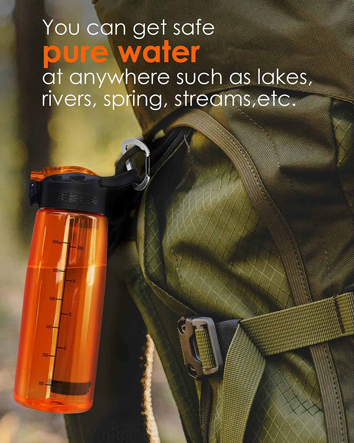 Simpure Water Filter Bottle Orange