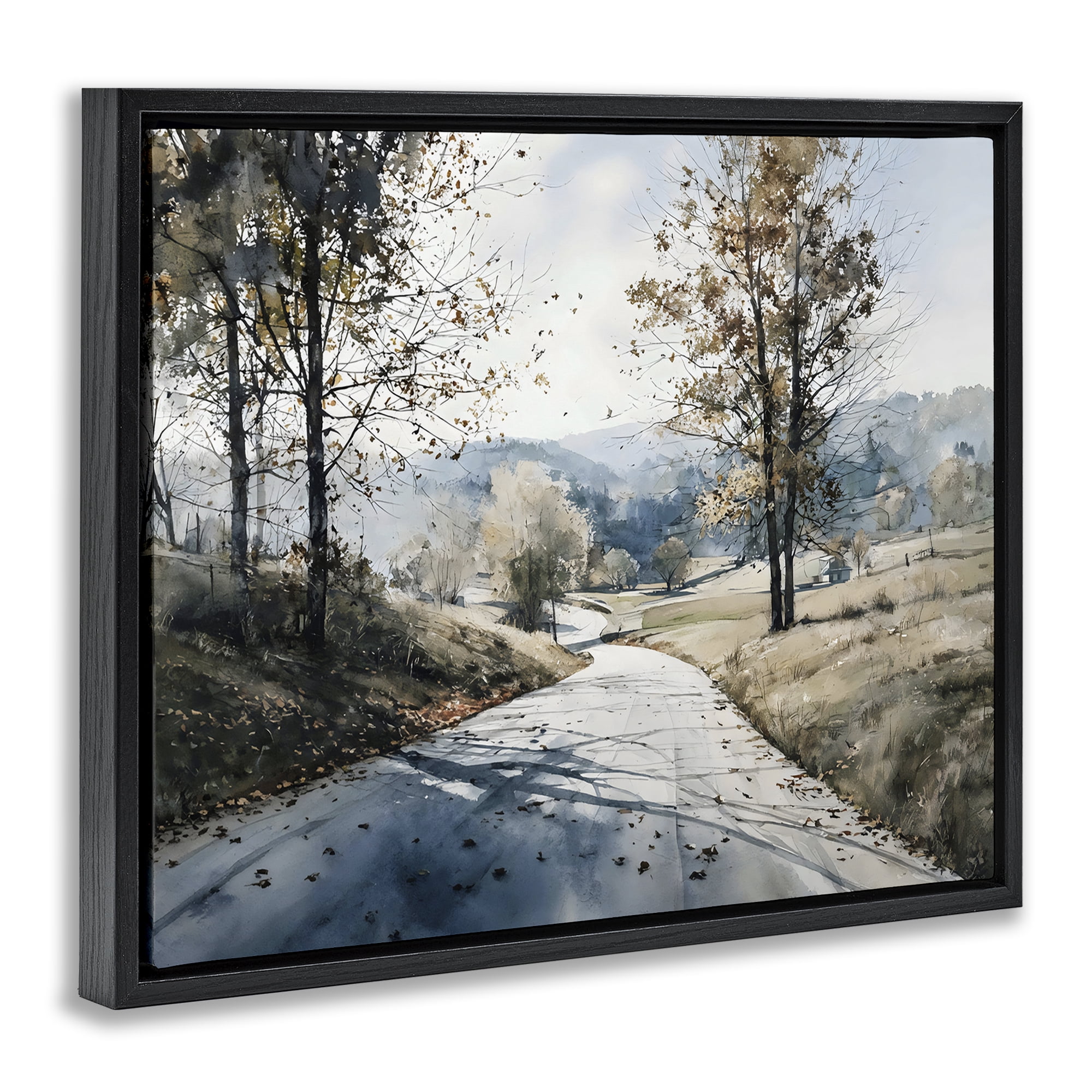 Stupell Industries Country Road in Autumn Black Framed Floater Canvas Wall Art, design by Franklyn Gregory