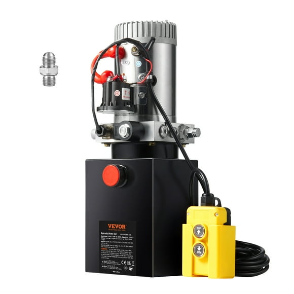 VEVOR Hydraulic Pump, 8 Quart Hydraulic Power Unit, Single Acting Dump Trailer Pump, 0.91 GPM Flow Rate, 3200 PSI Max Relief Pressure, DC 12V Hydraulic Pump for Dump Trailer Car Lifting