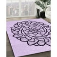 thumbnail image 3 of Ahgly Company Machine Washable Indoor Rectangle Transitional Purple Flower Purple Area Rugs, 7' x 10', 3 of 7