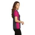 thumbnail image 3 of Sport Tek Adult Female Women Plain Short Sleeves Polo Iron Gy/Pk Ras X-Large, 3 of 6