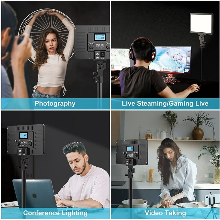 Sokani P25 LED Key Light - 25W 2500 Lumens Adjustable Color Video Light With Remote, Desk Stand For Streaming, Zoom, Photography