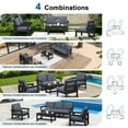 thumbnail image 3 of SERWALL Outdoor Patio Furniture Set, 6-Piece HDPE Outdoor Sofa Set Patio Conversation Set, Black Frame with Grey Cushions, 3 of 7