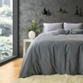thumbnail image 3 of Sleepgram Supima 400 Thread Count Cotton Duvet Cover, King, Grey Stripe, 3 of 6