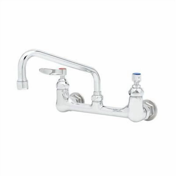 T&S Brass - Double Pantry Faucet, Wall Mount, 8'' Centers, 8'' Swing Nozzle, Eternas w/ Lever Handles ( B-0230-LN & 060X )