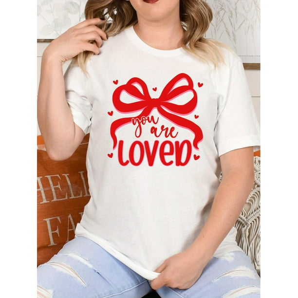 You are Loved Tee, Christian Coquette Valentines T-shirt, John T-shirt, Pink Valentines Day T-shirtCamisetas para mujer, lindas camisetas con estampado gráfico, de manga corta, estilo casual, para ve