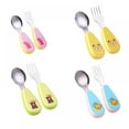 thumbnail image 3 of Toddler Fork and Spoon Set Baby Silverware Stainless Steel Kid Utensils Child Flatware for Self Feeding BPA Free for 12 Months+, 3 of 6