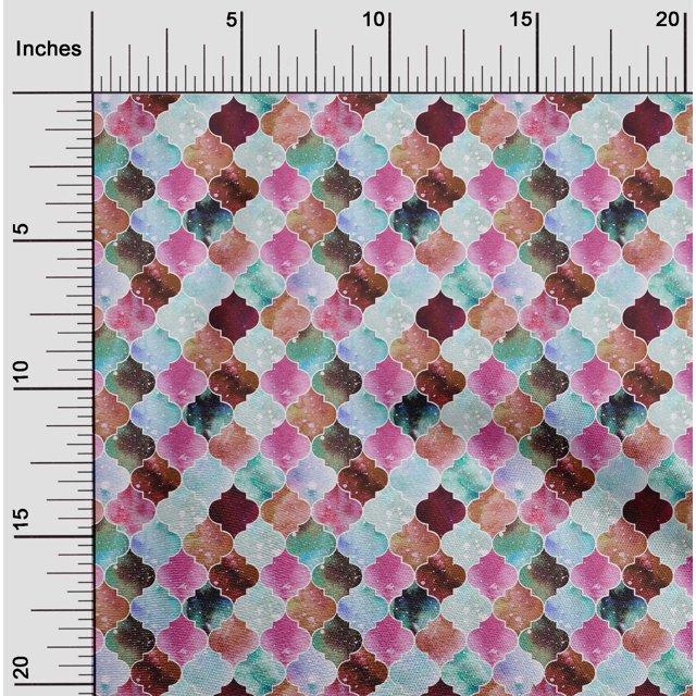 oneOone Georgette Viscose Fabric Textured Moroccan Geometric Decor Fabric Printed BTY 42 Inch Wide