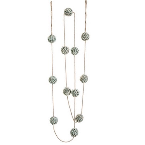 6' Silent Luxury Blue-Gray Twisted Pom Pom Christmas Garland - Unlit