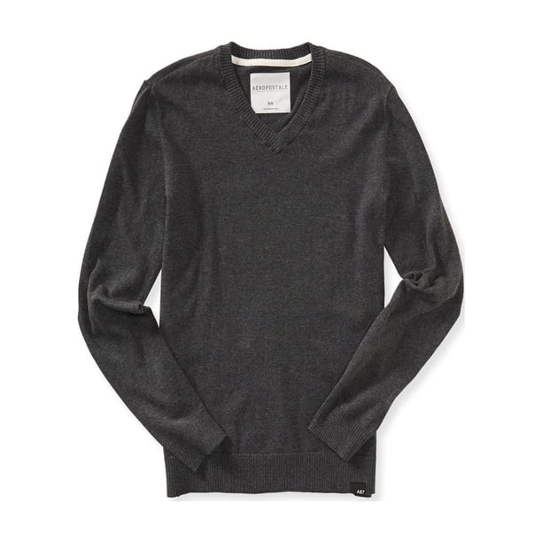 Suéter acanalado Aeropostale gris hombre extragrande