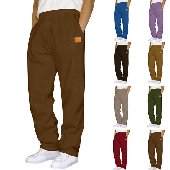 Hvyesh Sweatpants for Men Baggy Wide Leg Sweat Pants Drawstring Elastic Waist Sweatpants with Pockets Workout Gym Track Pants