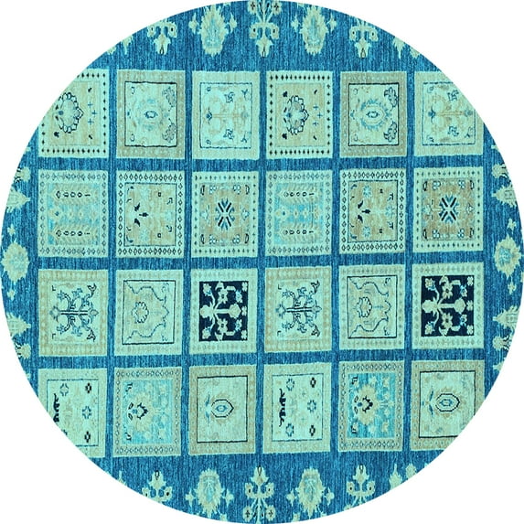 Ahgly Company Indoor Round Abstract Light Blue Modern Area Rugs, 7' Round