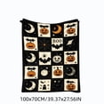 thumbnail image 2 of Qiulaii Vintage Patchwork Halloween Flannel Throw Blanket, Soft Cozy Flannel Sofa Bed Cover, Lightweight Decorative Blanket for Indoor Leisure, Halloween Party Farmhouse Home Decor, (A), 2 of 7